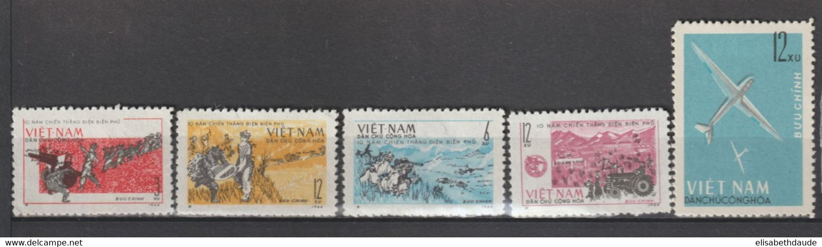 NORD VIETNAM - 1964 - ANNEE COMPLETE ! YVERT N°355/402 (SERIE FLEURS IMPERF !) NEUFS - COTE = 132 EUR - 3 PAGES - Viêt-Nam