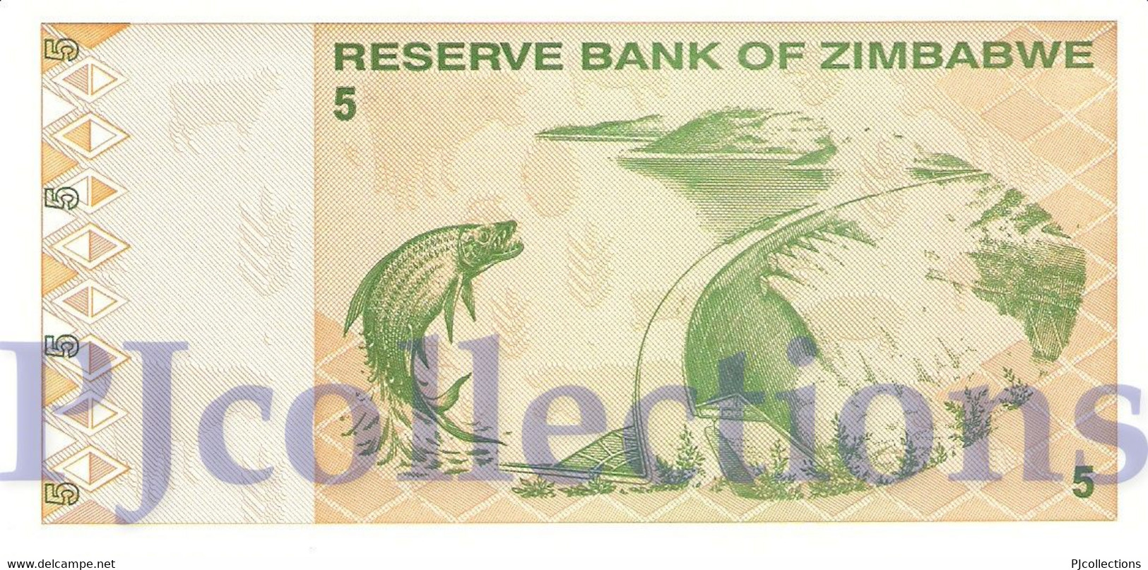 ZIMBABWE 5 DOLLAR 2009 PICK 93 UNC PREFIX "AA" - Zimbabwe