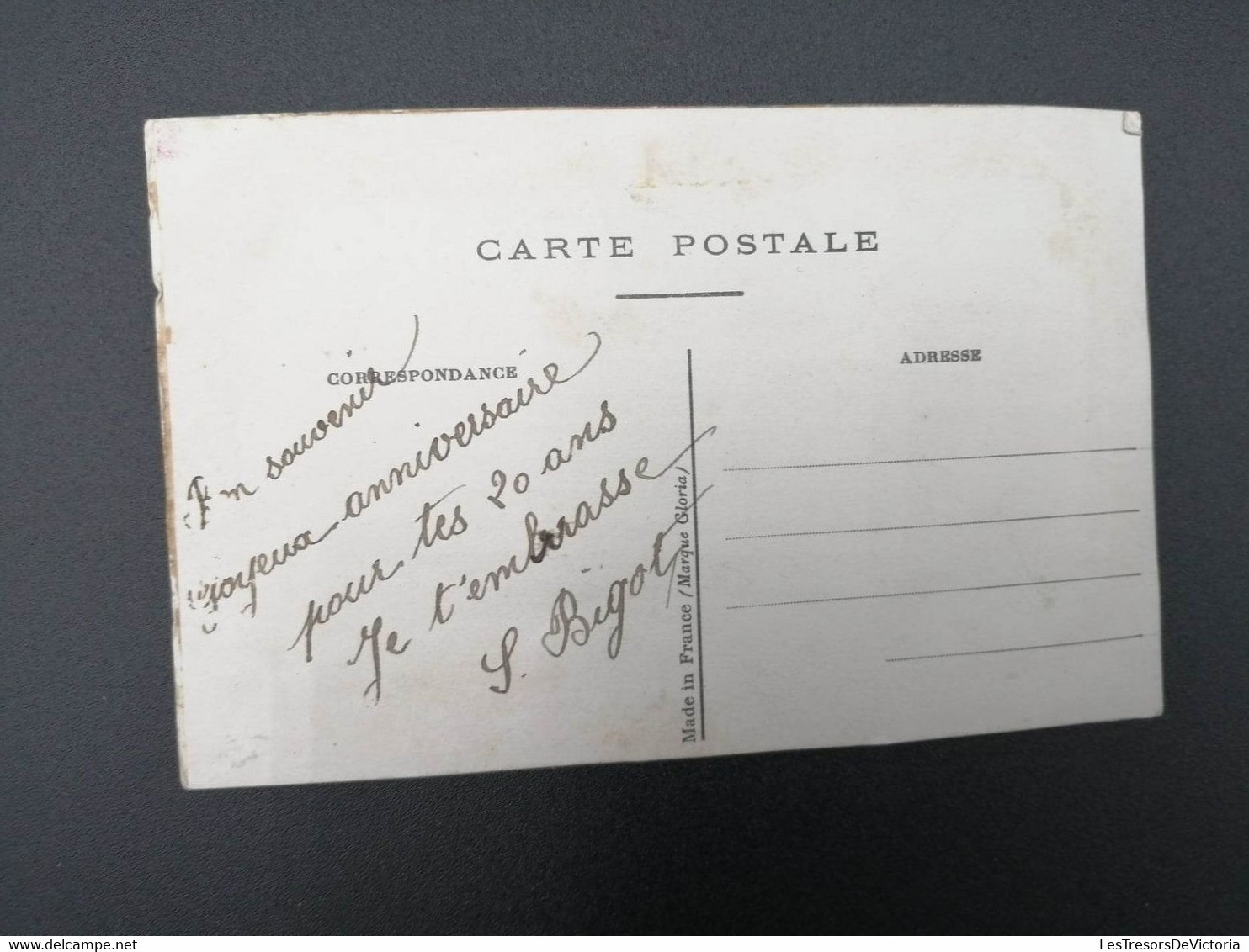 Carte Brodée - Pochette Petit Mot - Colorisé - Dorure - Cadre Relief - Carte Postale Ancienne - Bordados