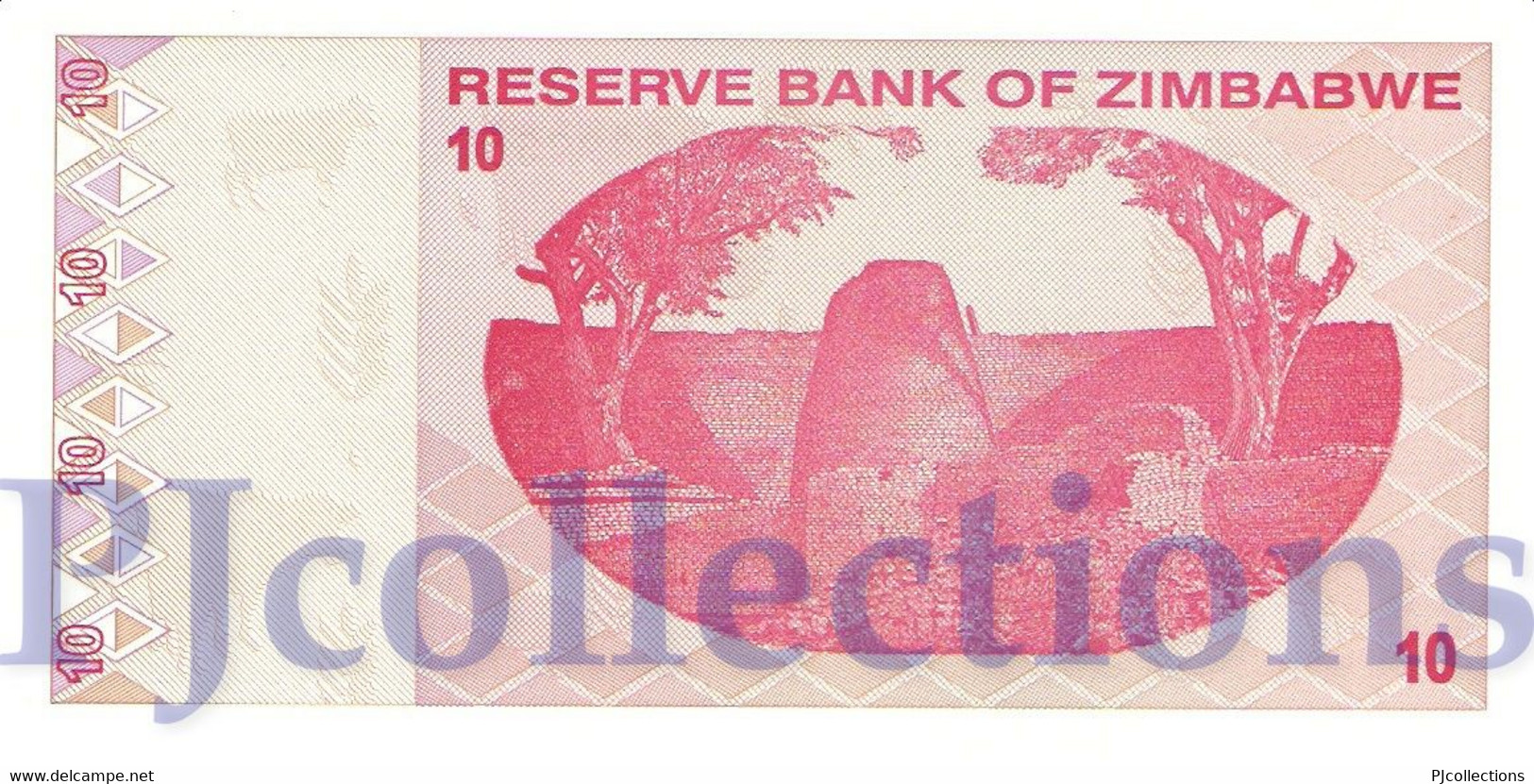 ZIMBABWE 10 DOLLAR 2009 PICK 94 UNC PREFIX "AA" - Zimbabwe