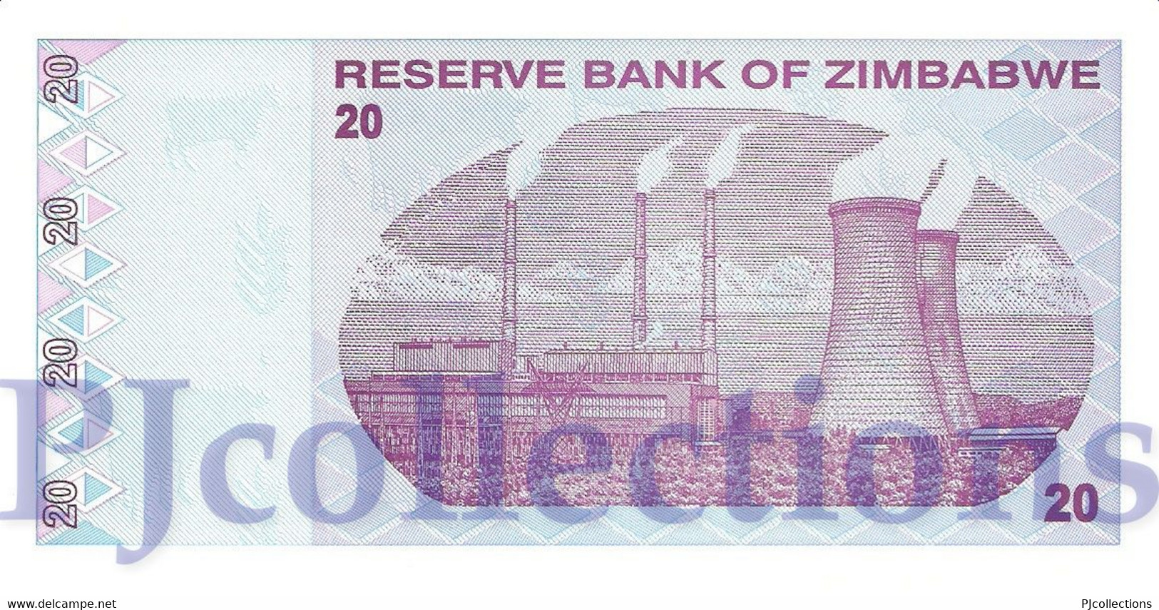 ZIMBABWE 20 DOLLAR 2009 PICK 95 UNC PREFIX "AA" - Zimbabwe