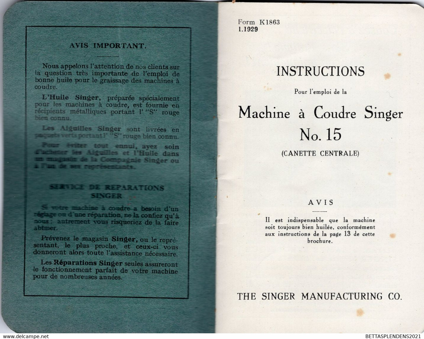 Livret 32 Pages - INSTRUCTIONS Pour L'emploi De La MACHINE à COUDRE  SINGER N°15 - La Compagnie SINGER - Supplies And Equipment