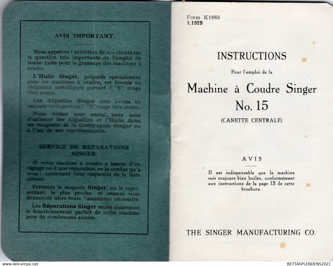 Livret 32 Pages - INSTRUCTIONS Pour L'emploi De La MACHINE à COUDRE  SINGER N°15 - La Compagnie SINGER - Matériel Et Accessoires