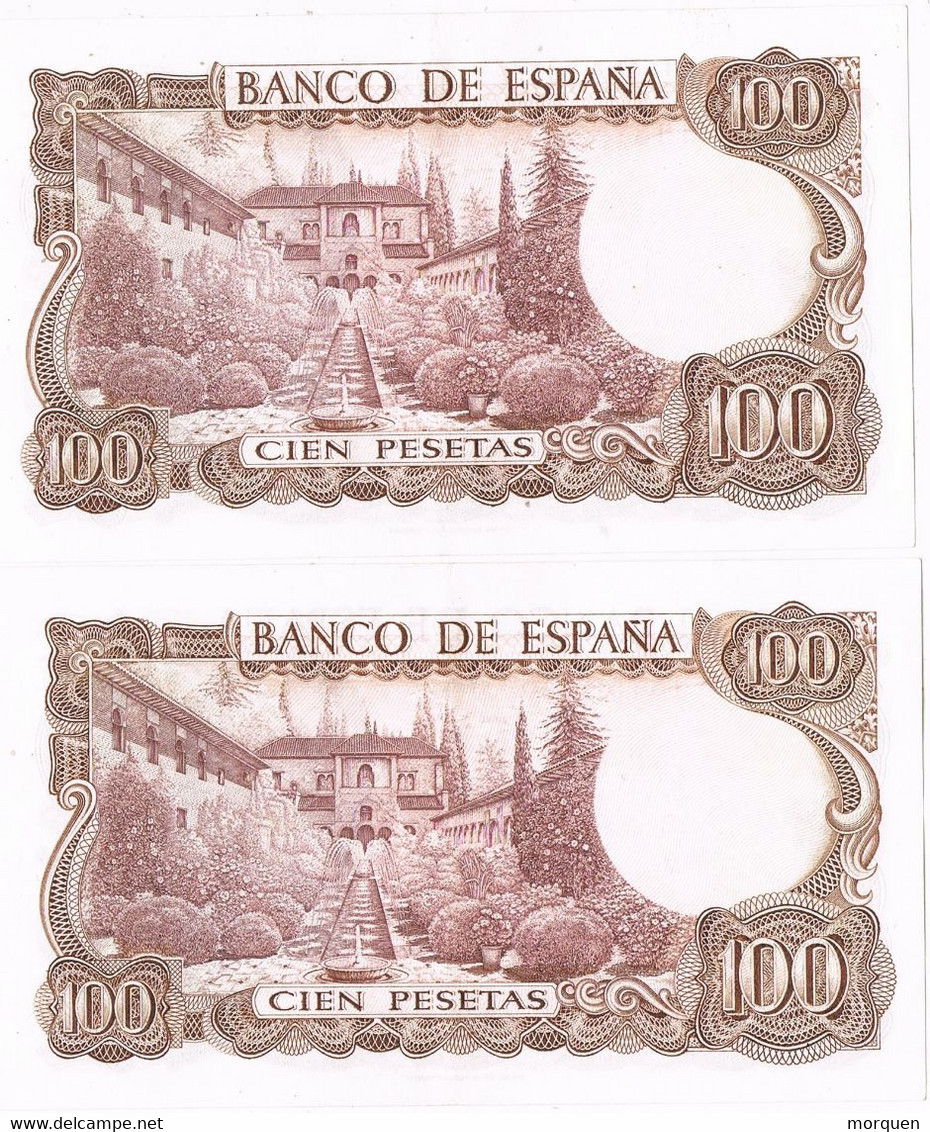 49007. Gran OCASION, 2 Billetes Casi Correlativos 100 Pts FALLA. Poco Uso * - 100 Pesetas