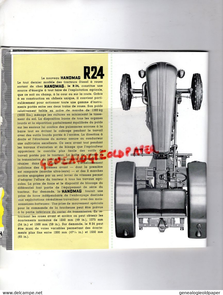 ALLEMAGNE- RARE CATALOGUE TRACTEUR R 24 HANOMAG-HANNOVER-AGRICULTURE AGRICOLE - Agricoltura