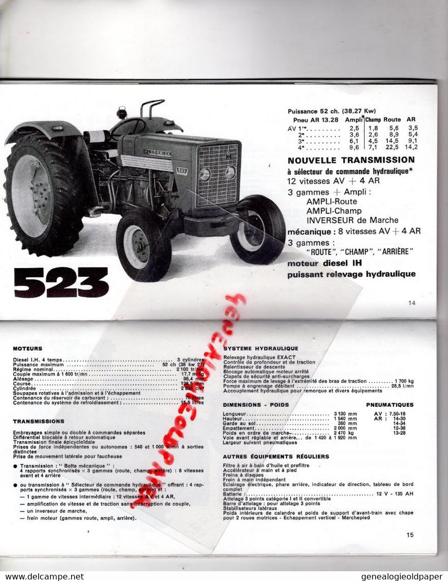 59- CROIX-60-MONTATAIRE-52-ST SAINT DIZIER-PARIS- RARE CATALOGUE TRACTEUR TRACTEURS HARVESTER 1969-MOISSON AGRICULTURE