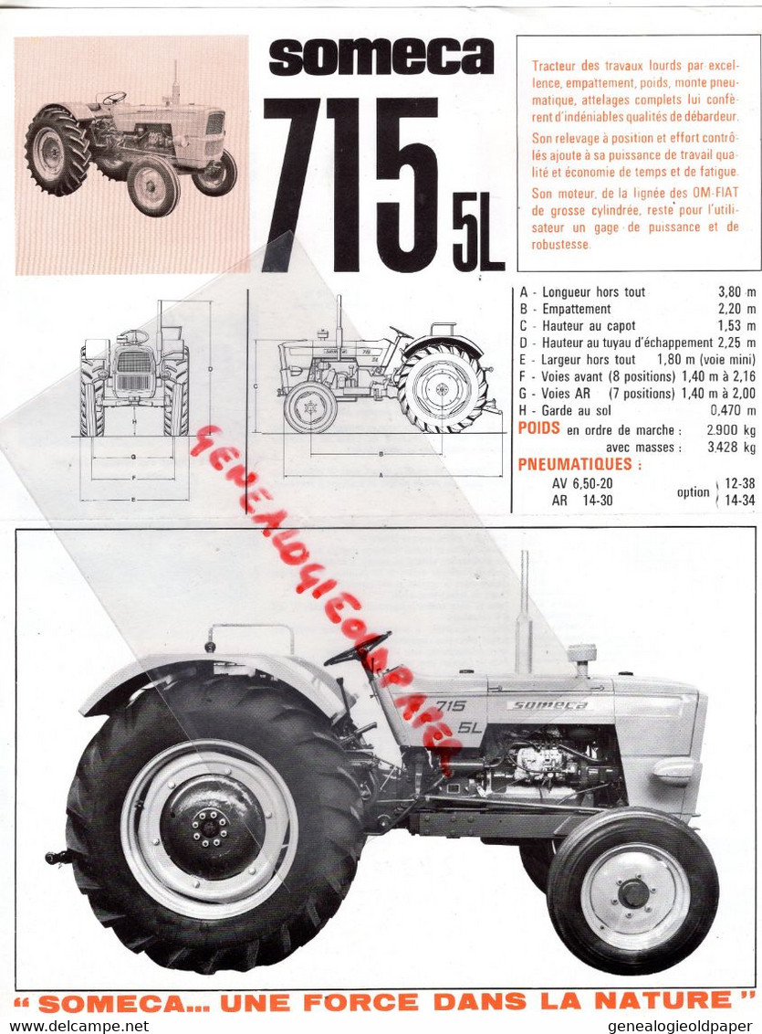 92- PUTEAUX- RARE PROSPECTUS PUBLICITE TRACTEUR  -TRACTEURS- SOMECA 715 5L - AGRICULTURE - Landwirtschaft