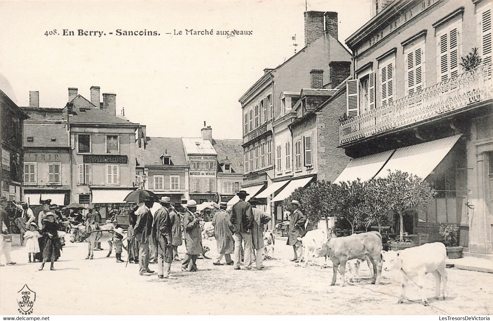 France - En Berry - Sancoins - Le Marché Aux Veaux - Edit. A. Auxenfans - Animé  - Carte Postale Ancienne - Saint-Amand-Montrond