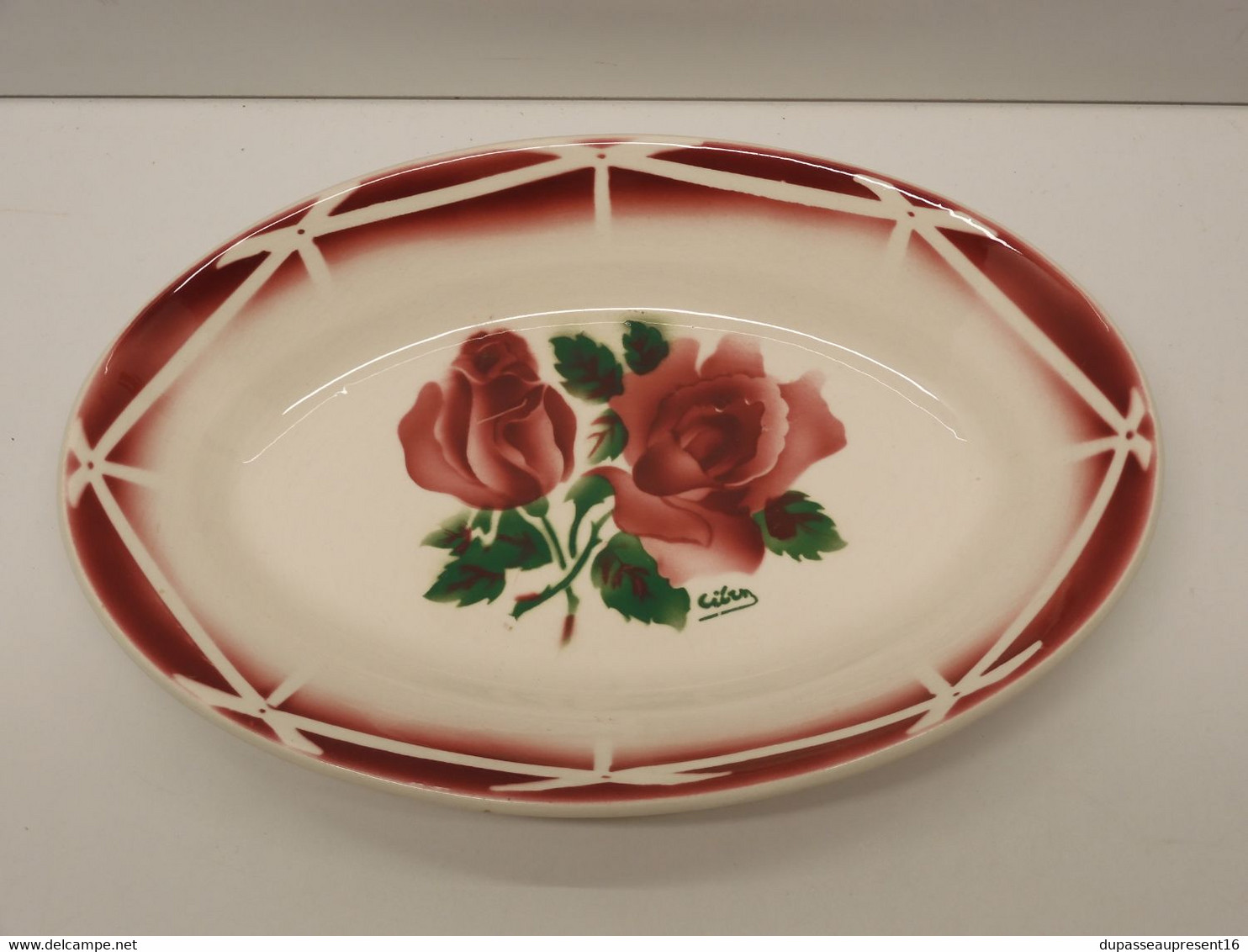 *SAUCIERE & RAVIER CERAMIQUE ART DECO DIGOIN CIBON Décor De Roses TABLE  E - Digoin (FRA)