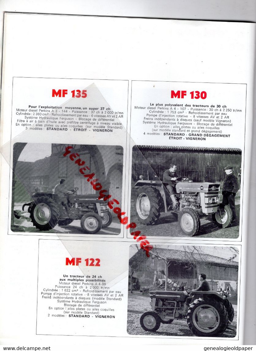 MASSEY FERGUSON- RARE CATALOGUE 1968- TRACTEUR TRACTEURS MF 178- 165-145- 140-135-130-1100-122-410-510 AGRICULTURE