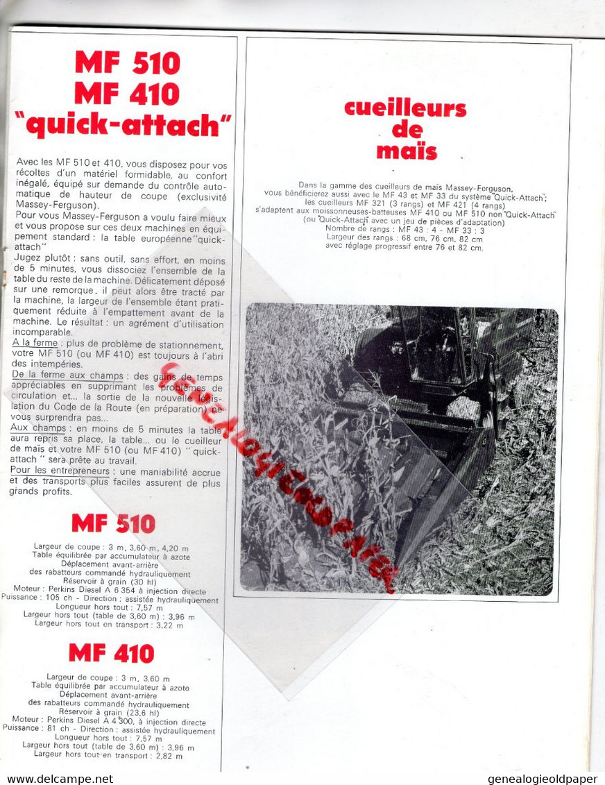 MASSEY FERGUSON- RARE CATALOGUE 1968- TRACTEUR TRACTEURS MF 178- 165-145- 140-135-130-1100-122-410-510 AGRICULTURE