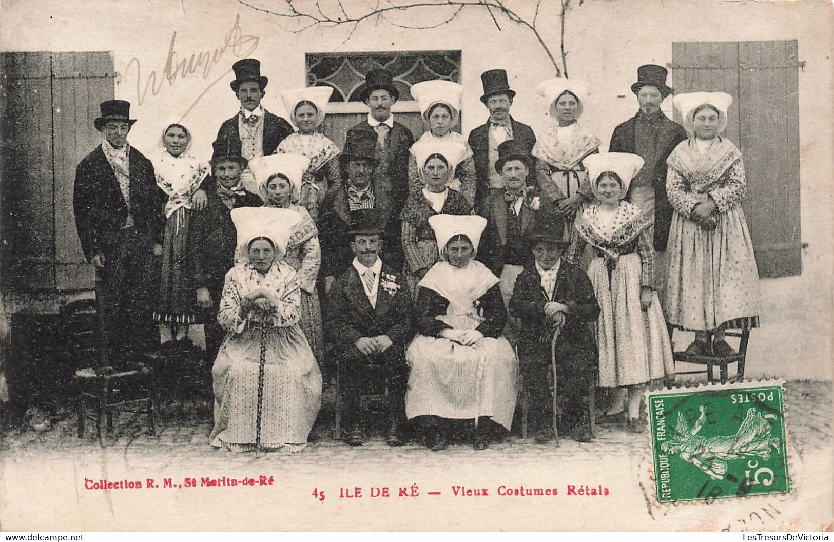 France - Ile De Ré - Vieux Costumes Rétals - Collect. R.M. - Coiffe - Oblitéré Ambulant - Carte Postale Ancienne - Ile De Ré