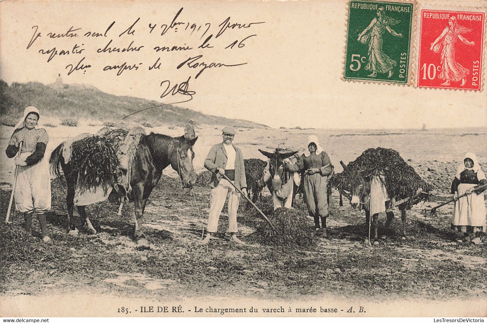 France - Ile De Ré - Le Chargement Du Varech à Marée Basse  - Oblitéré Ambulant  - Carte Postale Ancienne - Ile De Ré