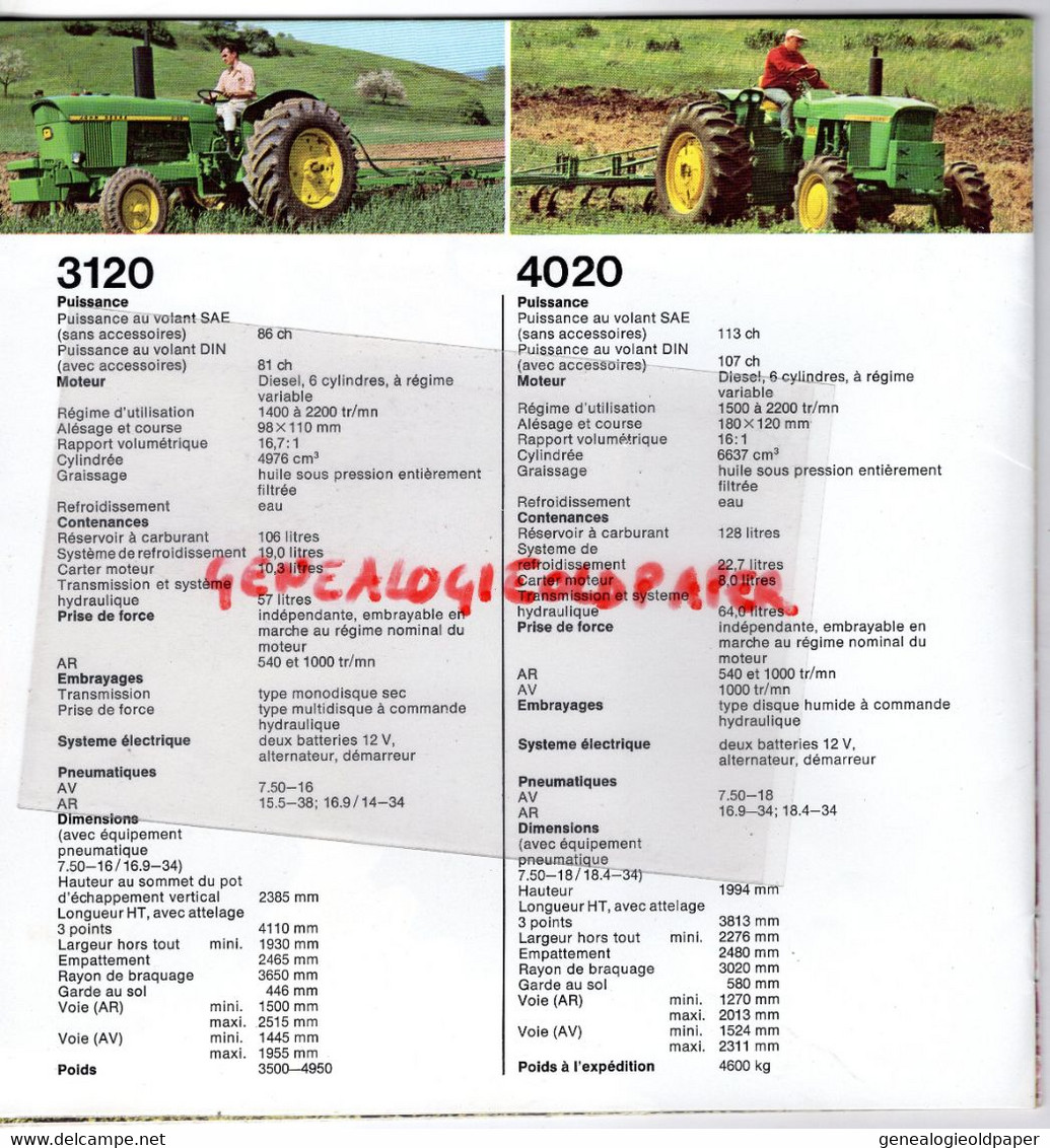 ALLEMAGNE- WURZBURG-H. STURTZ-RARE CATALOGUE JOHN DEERE-TRACTEUR TRACTEURS 3120-4020-4520-5020- AGRICULTURE