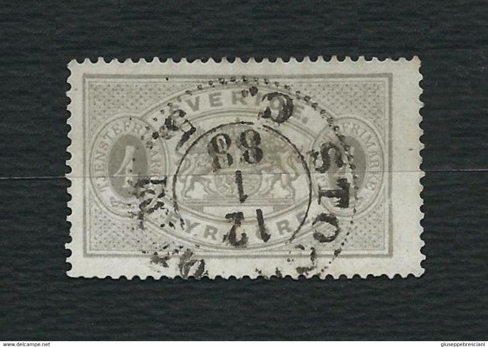 SVEZIA 1874 - Francobollo Di Servizio - 4 Öre Grigio - Yv 2B - ... - 1855 Prephilately