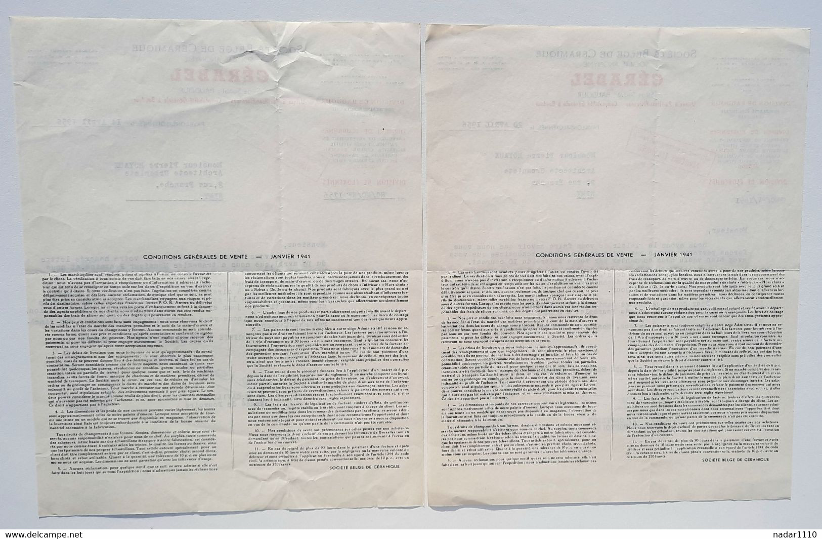 Cérabel - Divisions De Baudour Et Florennes - 2 Courriers à En-tête Vers Client De Mons, 1956 - 1950 - ...