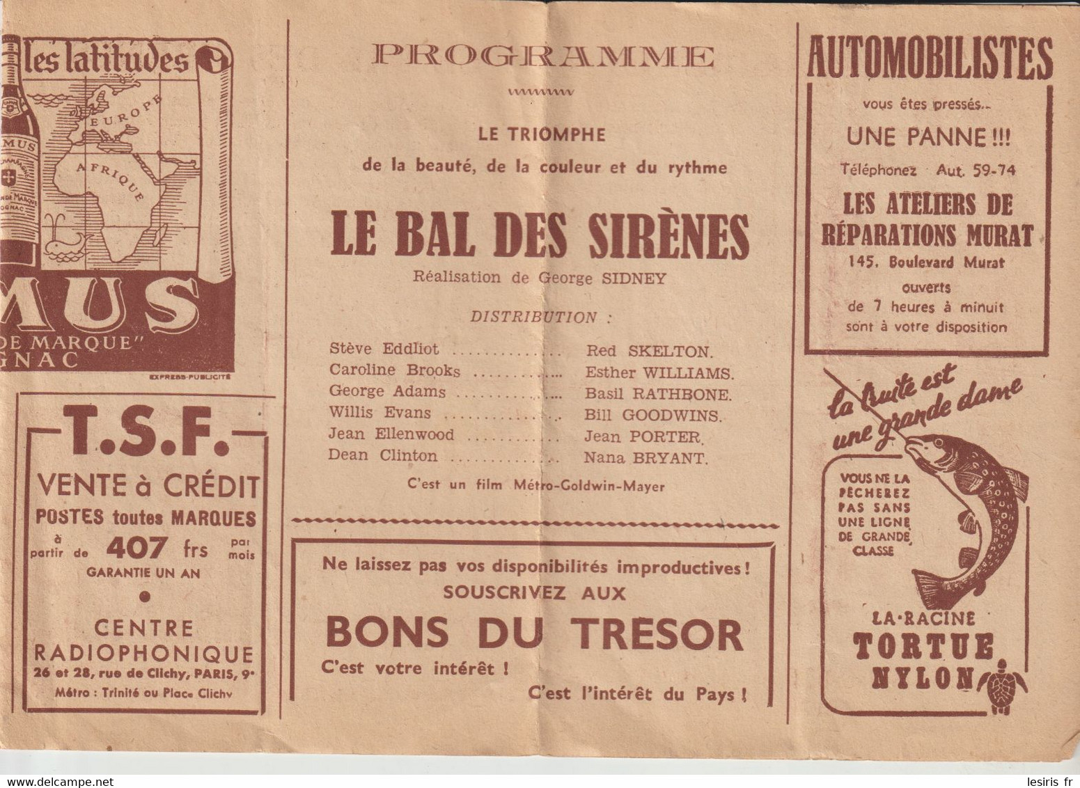 PROGRAMME - LE BAL DES SIRENES - GAUMONT - PLACE CLICHY - PUBLICITES - - Programmes