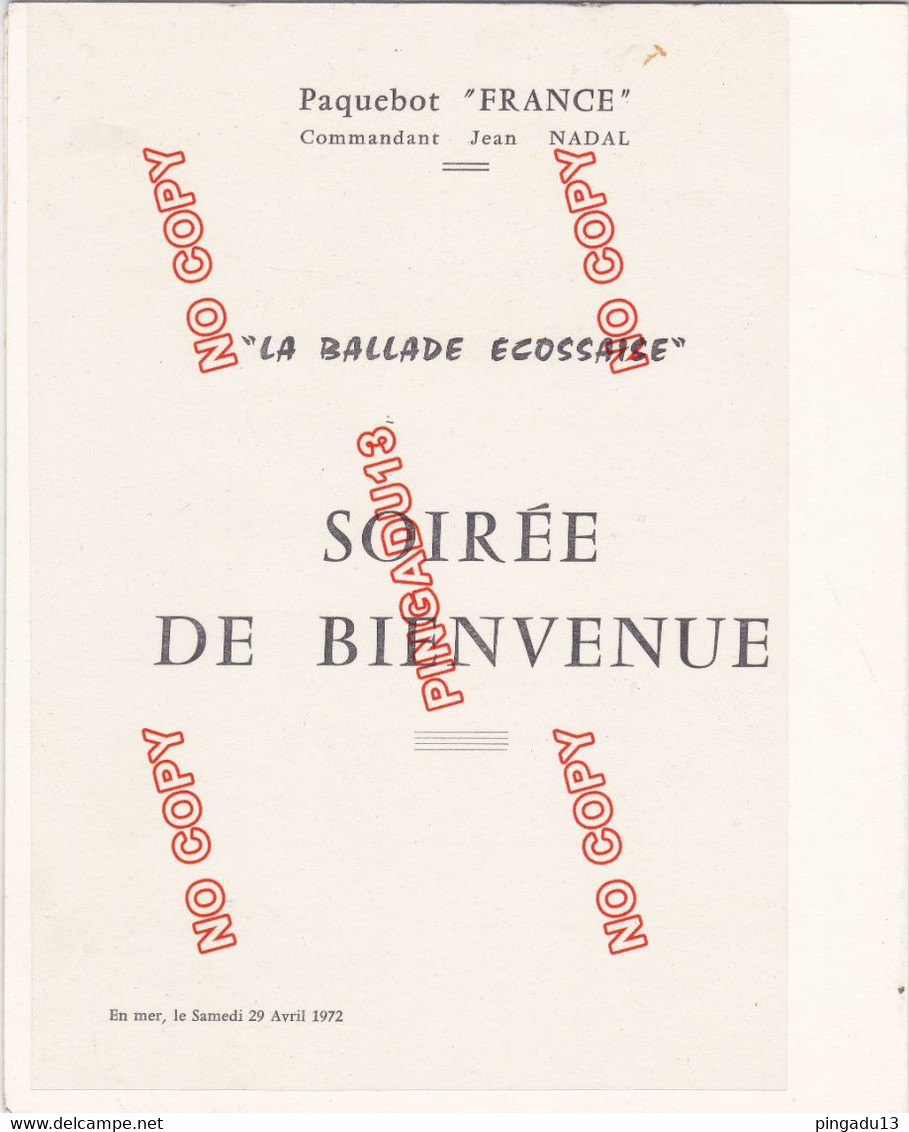 Au Plus Rapide Paquebot France Programme Balade écossaise Soirée De Gala Igor & Anouchka J L Blèze Zazie Varnel - Programmes