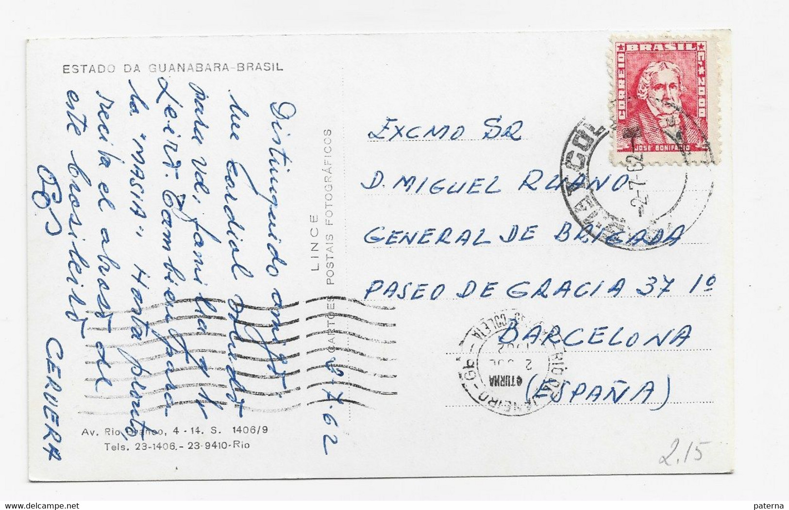 3744,   Postal Rio De Janeiro 1962, - Briefe U. Dokumente