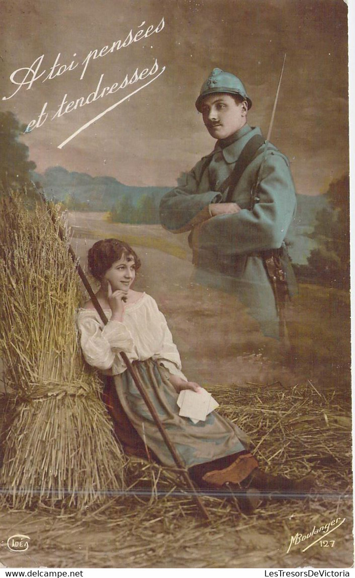 Militaria - Militaire écrit à Sa Femme - A Toi Pensées Et Tendresses - Carte Postale Ancienne - Patriotiques