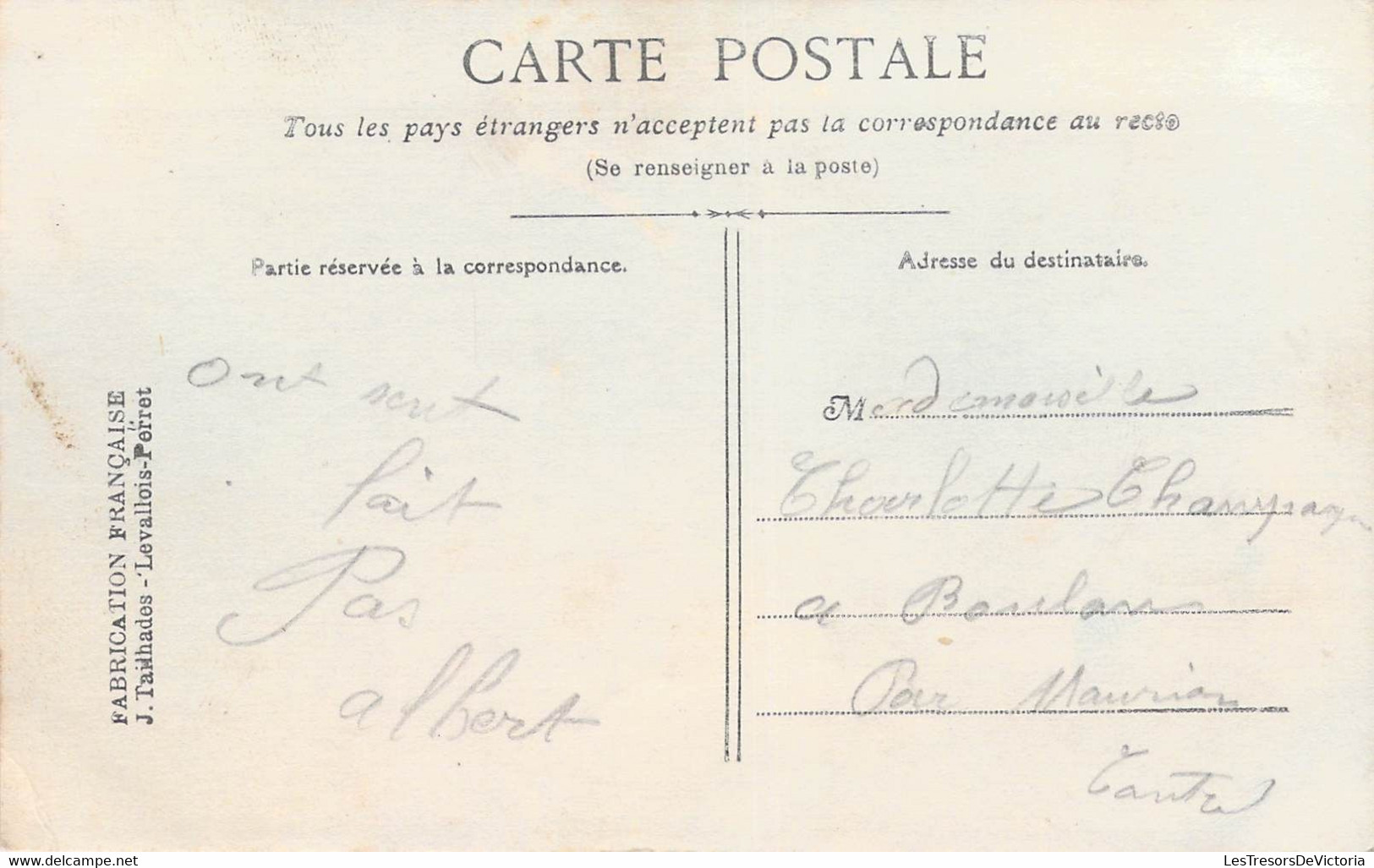 Militaria - Militaire écrit à Sa Femme - A Toi Pensées Et Tendresses - Carte Postale Ancienne - Patriottiche