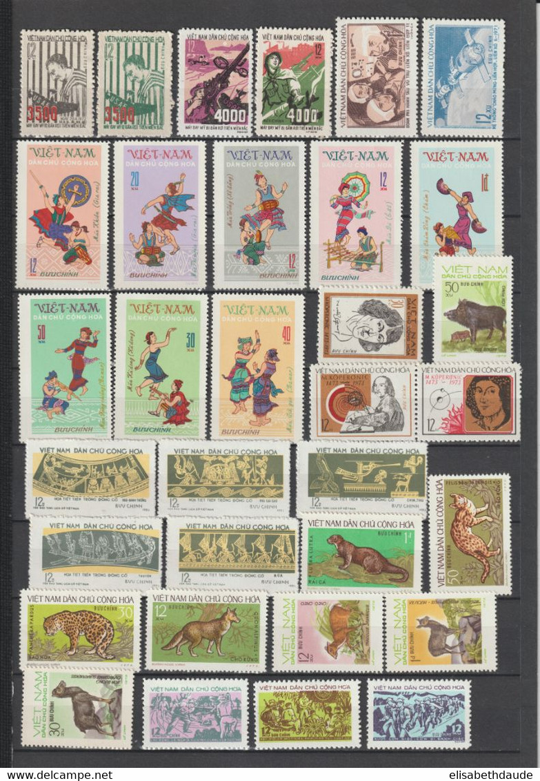 NORD VIETNAM - 1970/76 - ANNEES PRESQUE COMPLETES ! NEUFS (QUELQUES OBLITERES)- COTE = 247 EUR - 9 PAGES FLEURS/ANIMAUX - Viêt-Nam