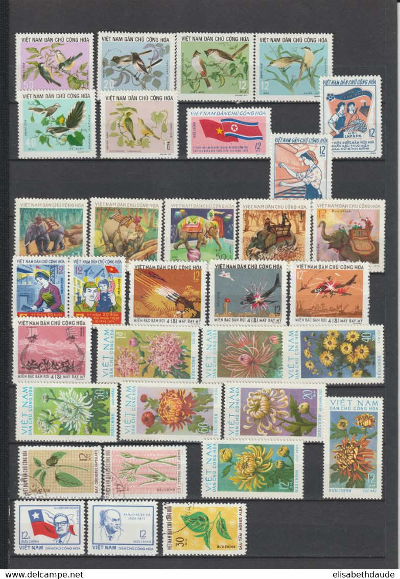 NORD VIETNAM - 1970/76 - ANNEES PRESQUE COMPLETES ! NEUFS (QUELQUES OBLITERES)- COTE = 247 EUR - 9 PAGES FLEURS/ANIMAUX - Viêt-Nam