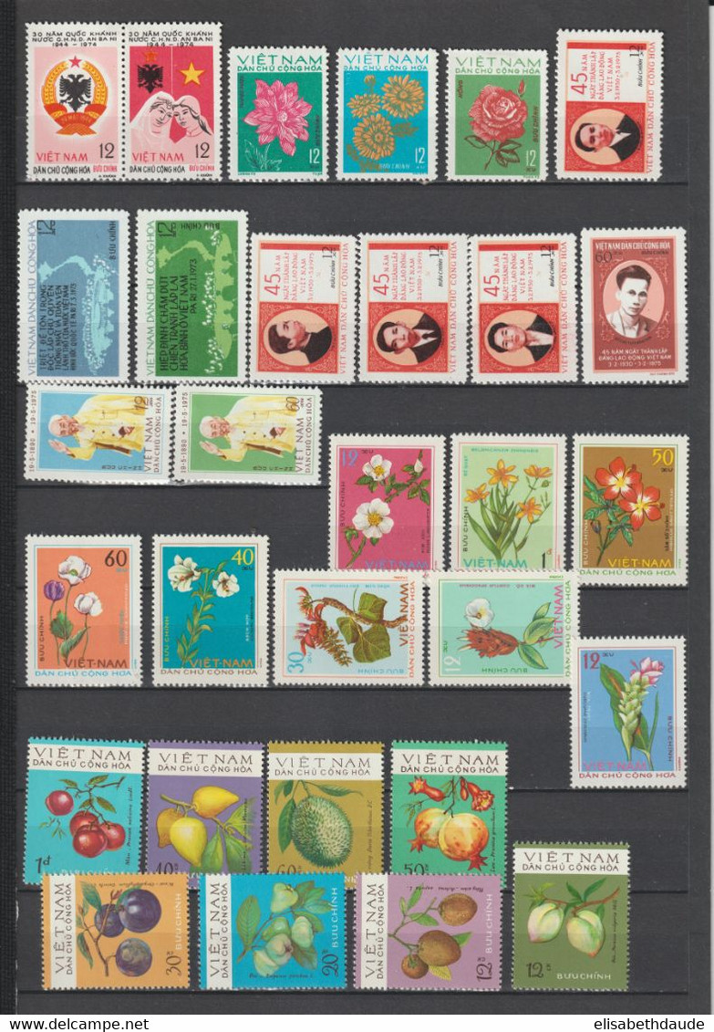 NORD VIETNAM - 1970/76 - ANNEES PRESQUE COMPLETES ! NEUFS (QUELQUES OBLITERES)- COTE = 247 EUR - 9 PAGES FLEURS/ANIMAUX