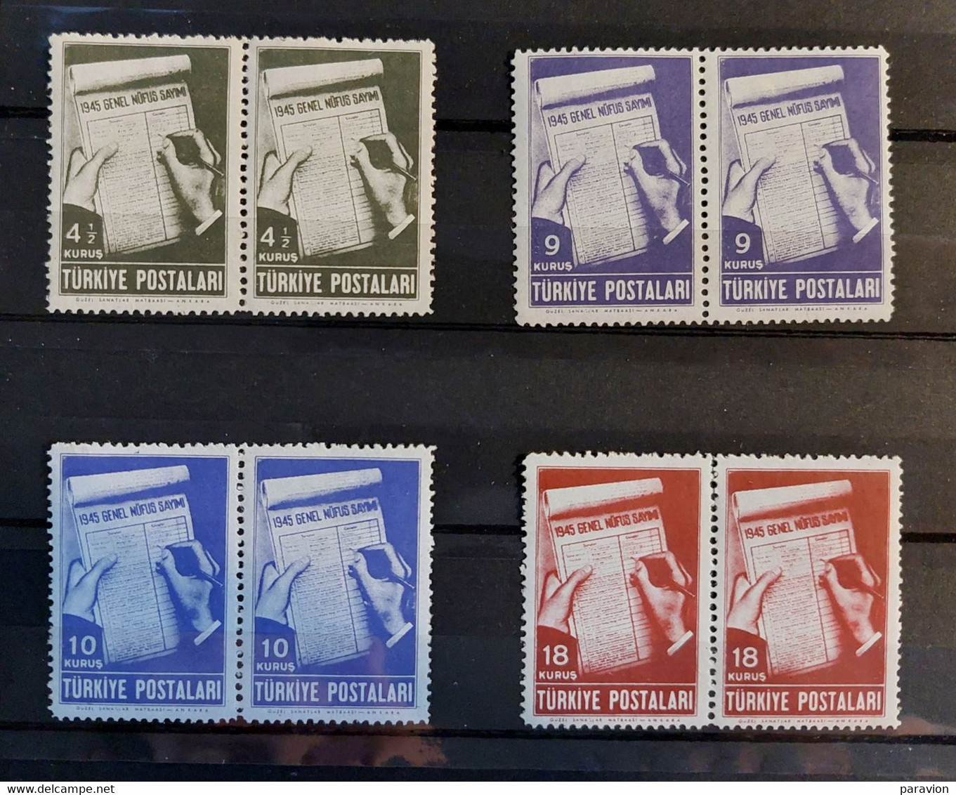 Turkey 1945 The Census Pair  MNH** - Unused Stamps