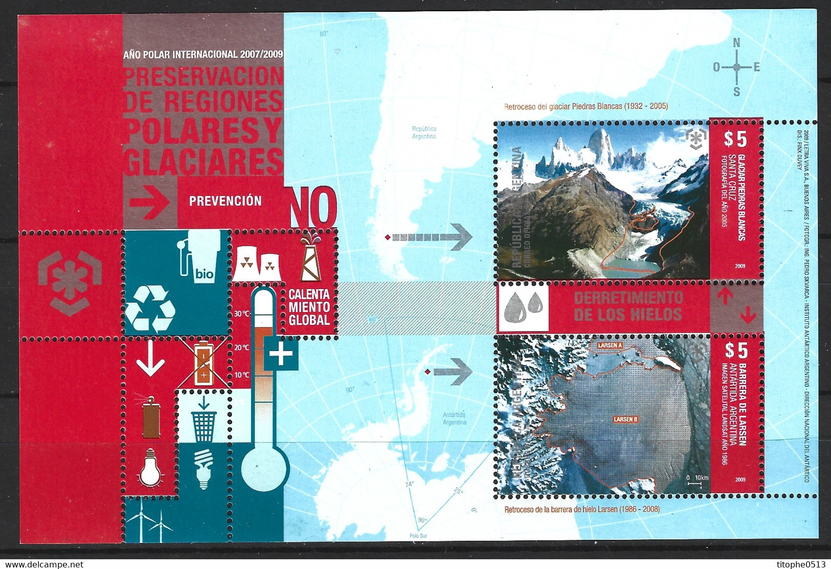 ARGENTINE. BF De 2009. Préservation Des Régions Polaires. - Preservar Las Regiones Polares Y Glaciares