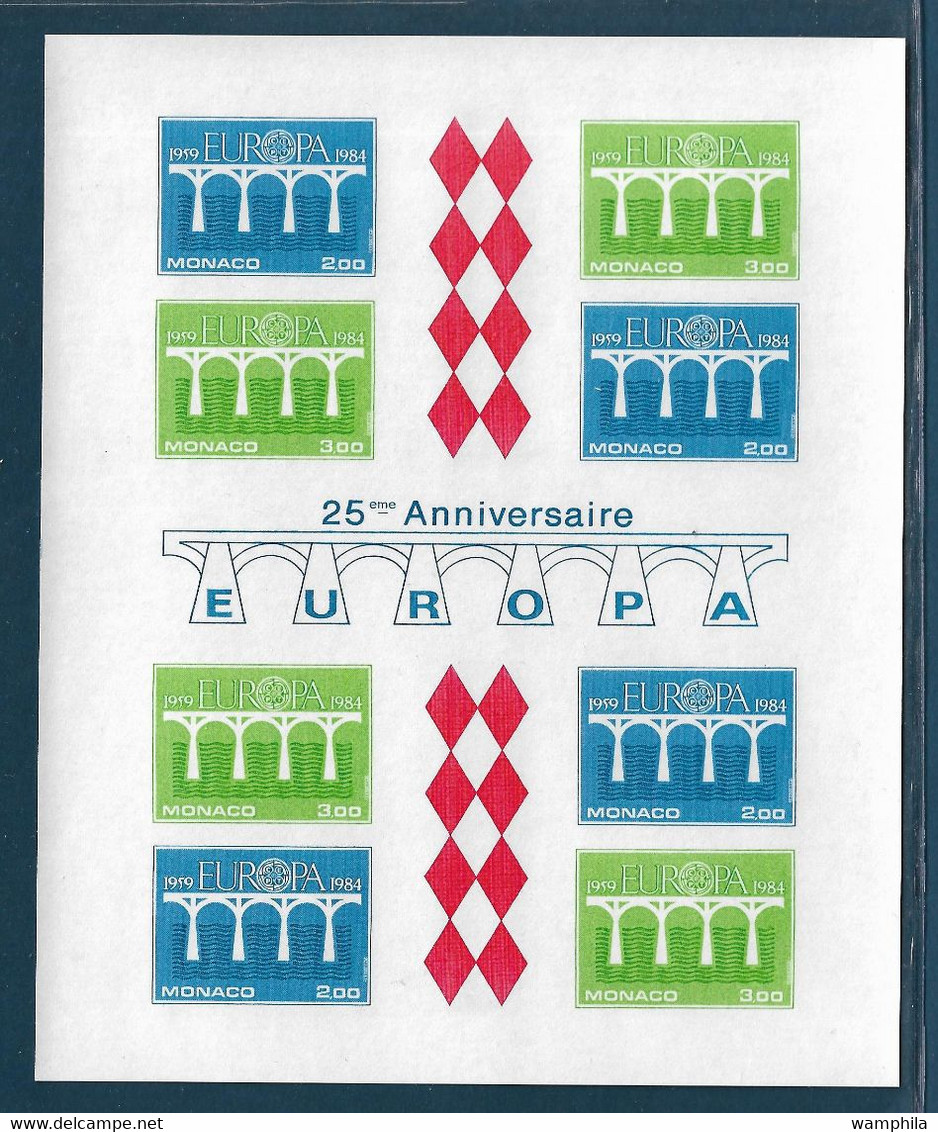 Monaco Bloc N°28a** Non Dentelé. Europa 1984. Cote 450€. - Variétés