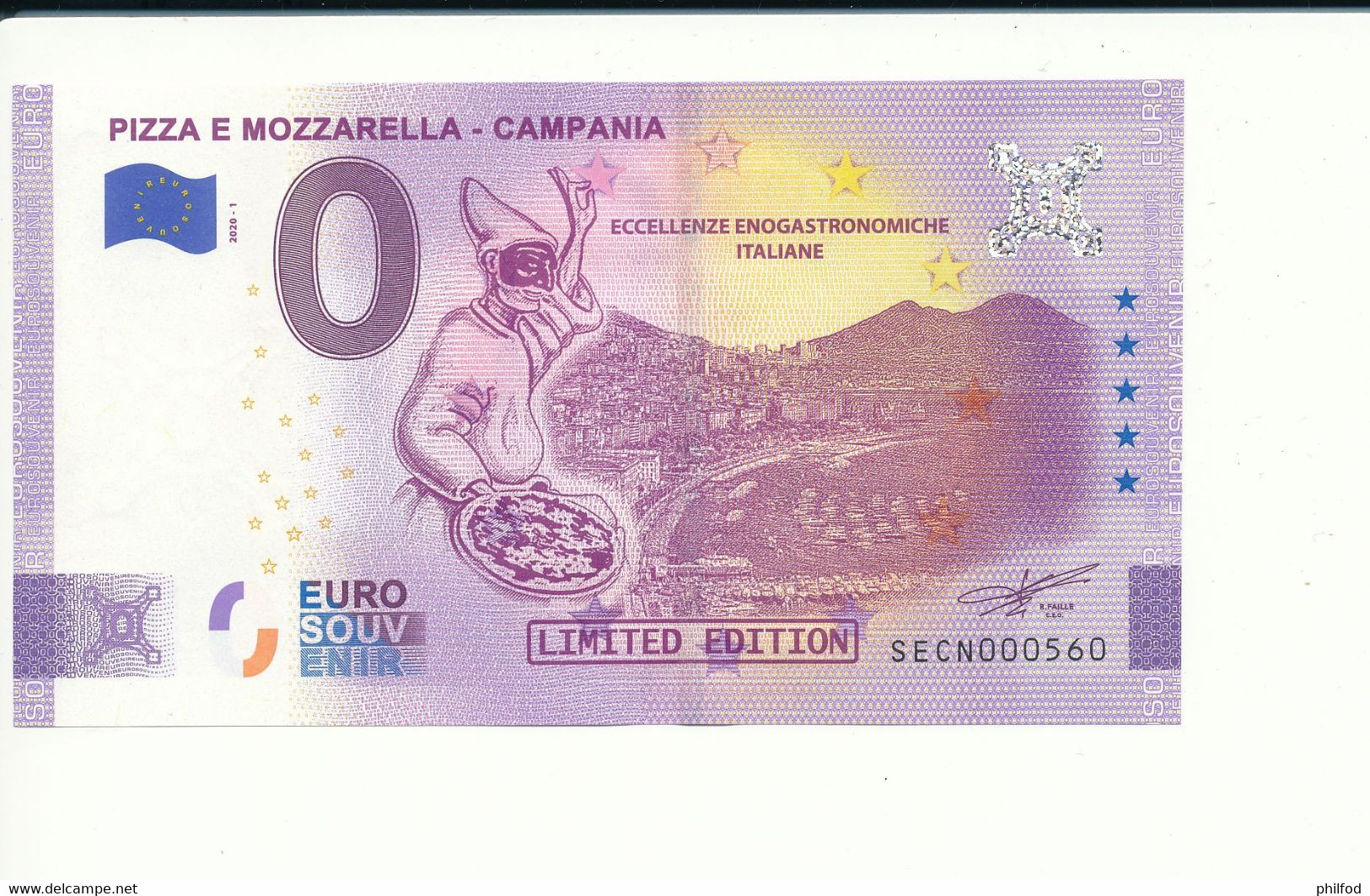 Billet Touristique 0 Euro - PIZZA E MOZZARELLA - CAMPANIA - SECN - 2020-1 - N° 560 - Autres & Non Classés