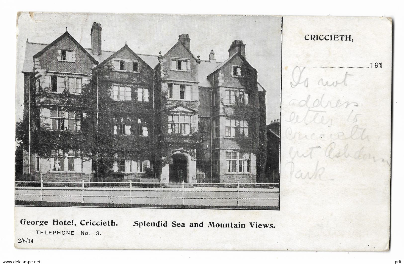 George Hotel, Criccieth Gwynedd 1914 Used Postcard, Posted In 1915. Publisher Quellyn Roberts & Co North Wales Hotels - Gwynedd