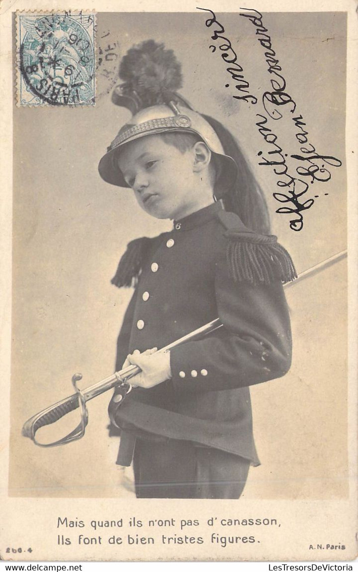 Militaria - Enfant Déguisé En Militaire - Mais Quand Ils N'ont Pas D'canasson... -  Carte Postale Ancienne - Patriottisch