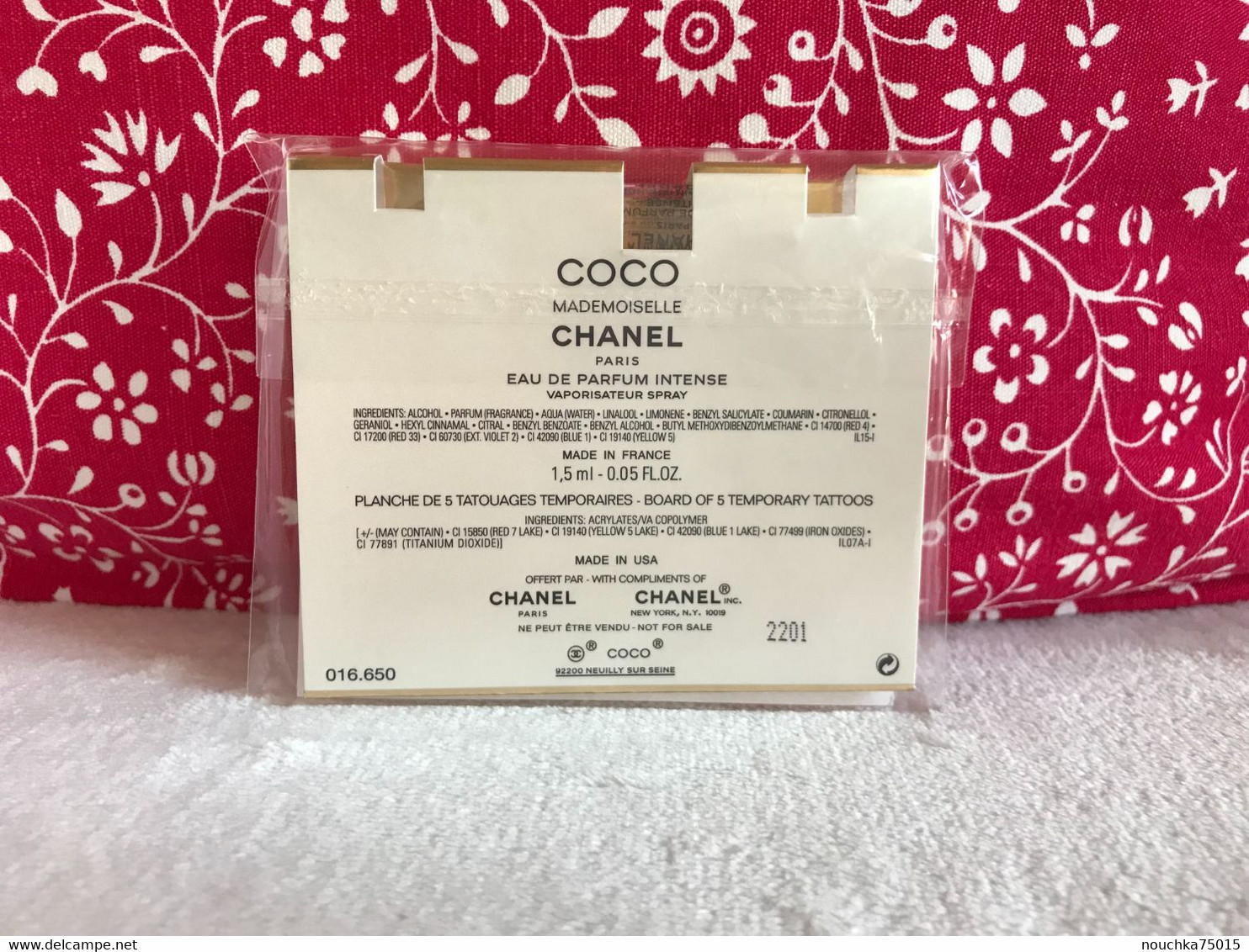 Chanel - Coco Mademoiselle Intense , échantillon Et Tatouages éphémères - Parfumproben - Phiolen