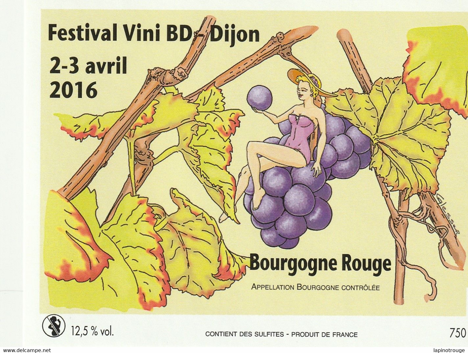 Etiquette Vin GLESSER Pierre Festival BD Vini BD Dijon 2016 (La Guerre Des Boutons - Dishes