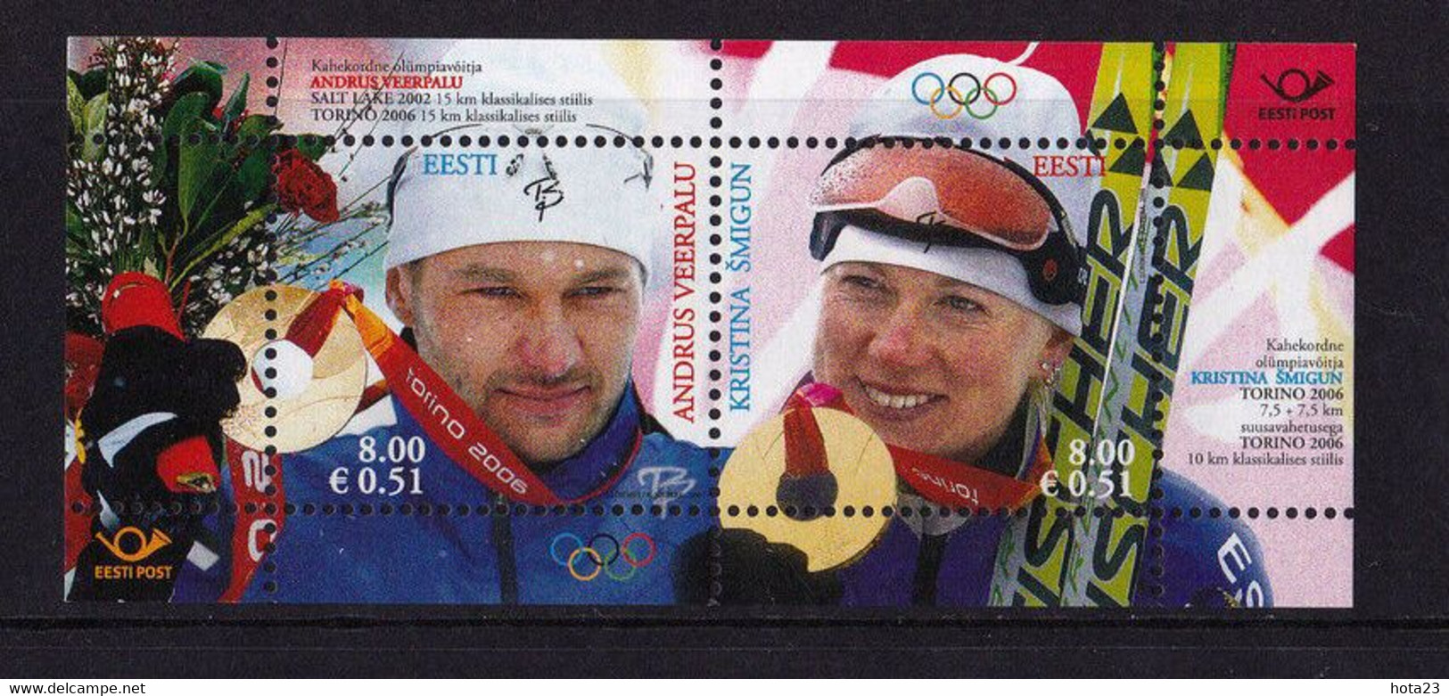 GOLD MEDAL Torino Olympic Winners.  2006 Estonia MNH  MINI SHEET - Hiver 2006: Torino - Paralympic