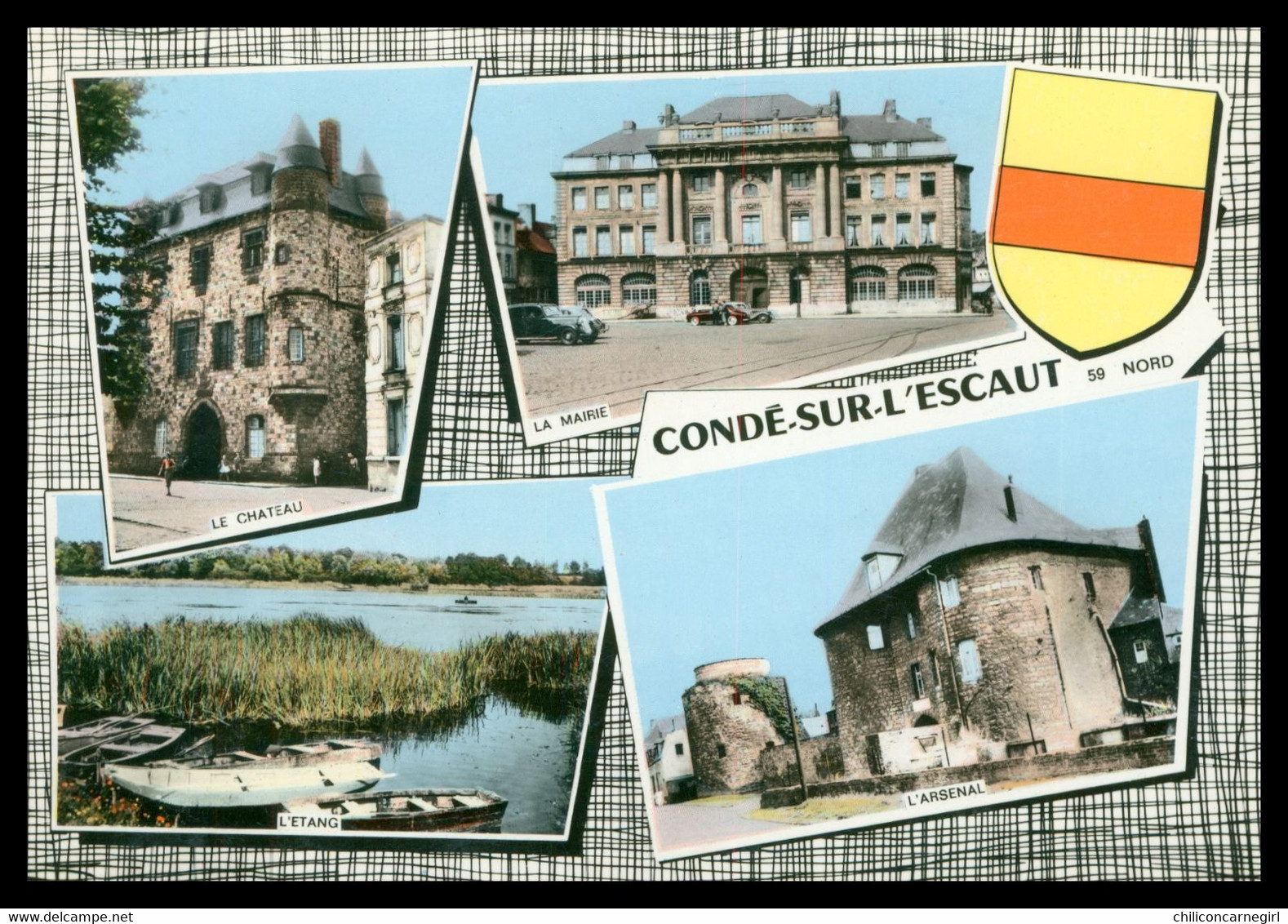 * Cpsm - CONDE SUR L'ESCAUT - Multivues - Chateau Mairie Arsenal Etang - Lu 3 - Edit. COMBIER - CIM - Conde Sur Escaut