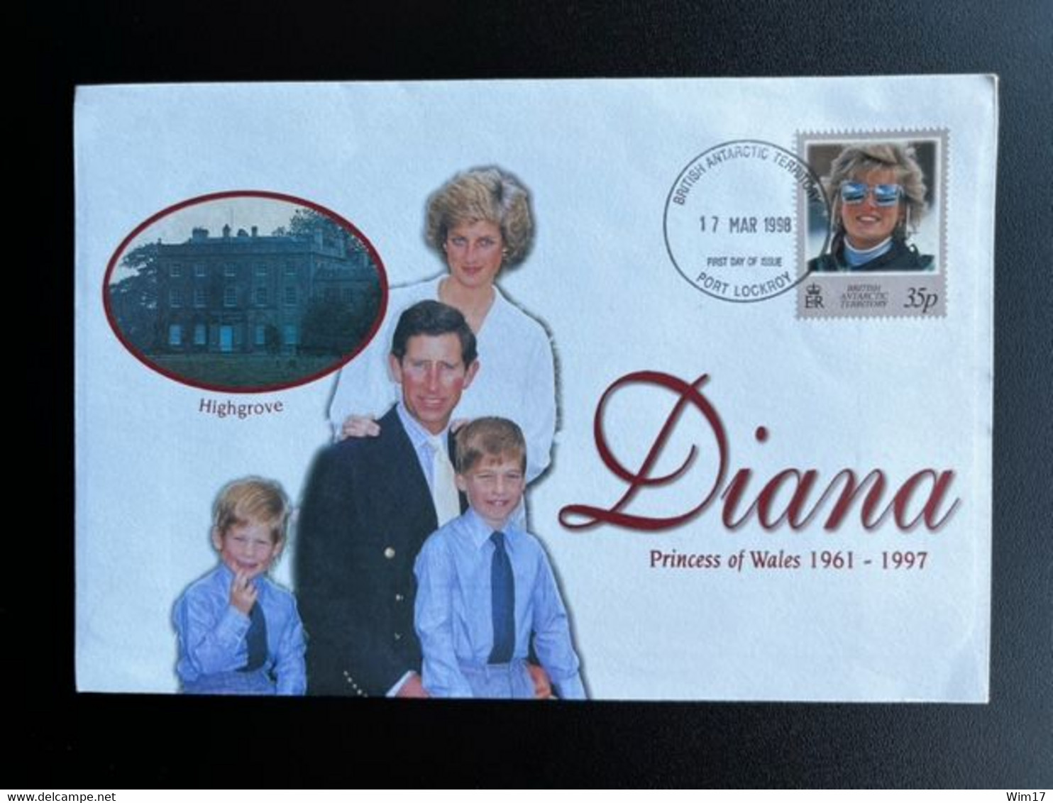 BRITISH ANTARCTIC TERRITORY 1998 COVER DIANA PRINCESS OF WALES 1961-1997 - Brieven En Documenten