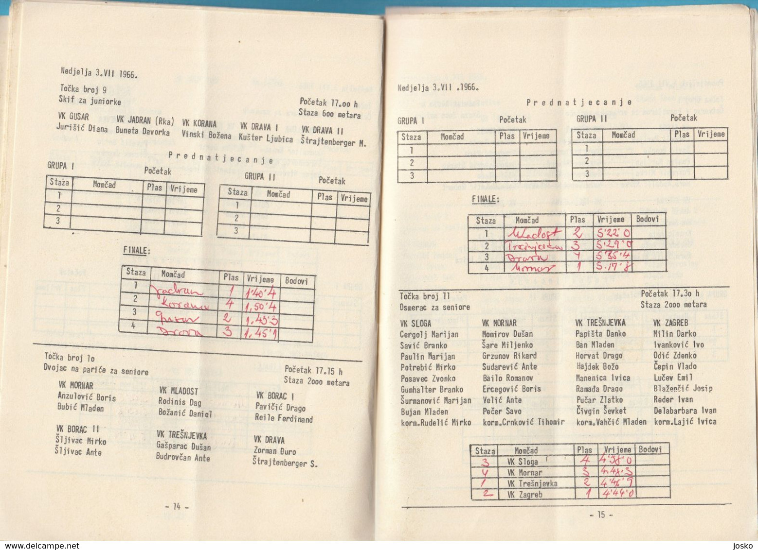 CROATIA ROWING CHAMPIONSHIP 1966 - Orig. Vintage Programme * Aviron Rudersport Rudern Ruder Remo Canottaggio Programm - Rowing