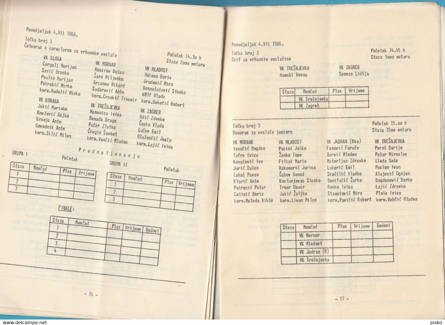 CROATIA ROWING CHAMPIONSHIP 1966 - Orig. Vintage Programme * Aviron Rudersport Rudern Ruder Remo Canottaggio Programm - Remo