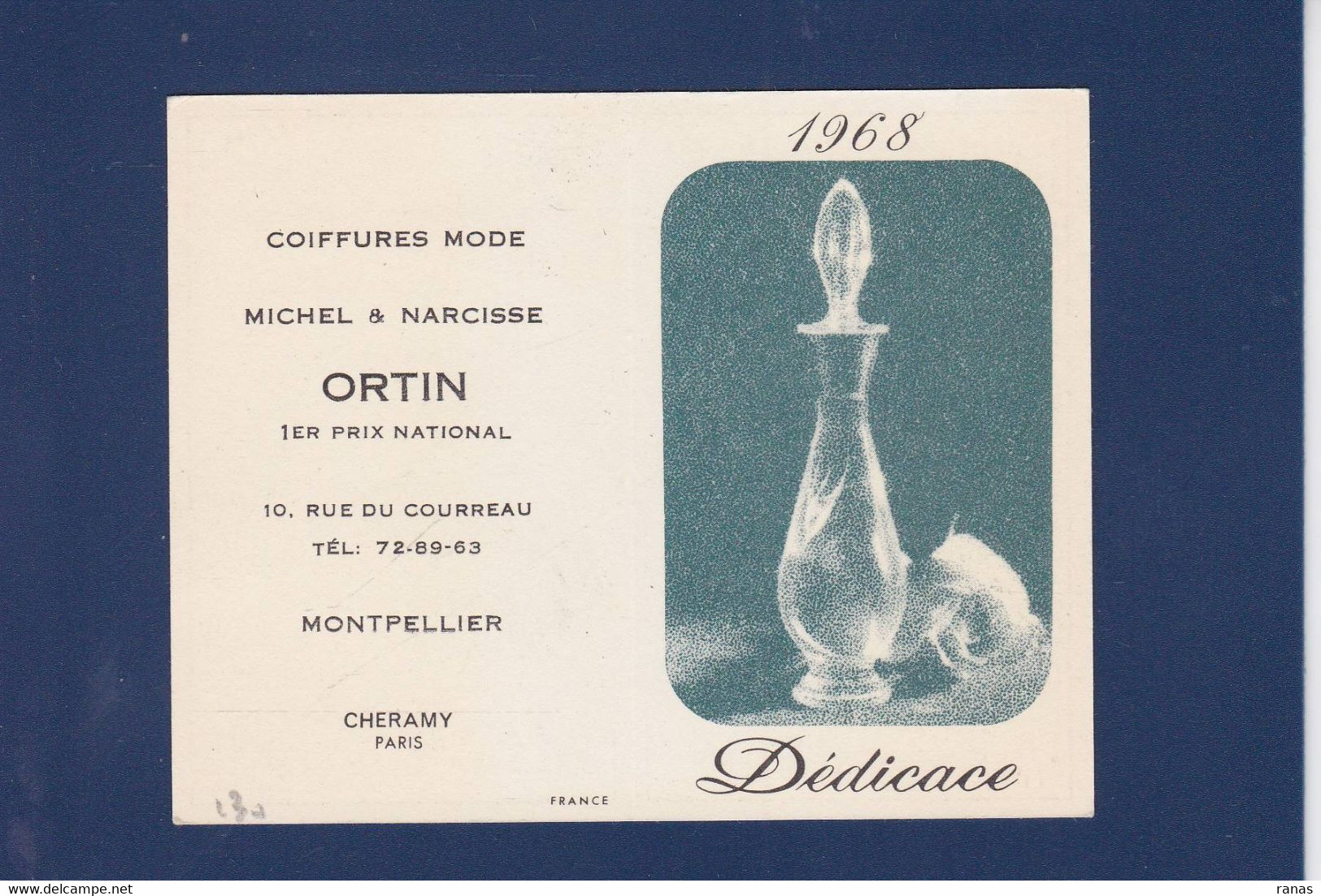 Carte Parfumée > Ancienne Les Parfums Dédicace De Cheramy Calendrier 1968 - Modernes (à Partir De 1961)