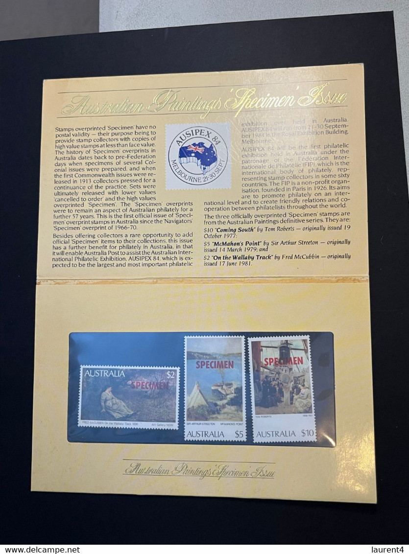 (1 P 9) Australia Painting Specimen Issue (in Folder $10 $5 $2) - Presentation Packs