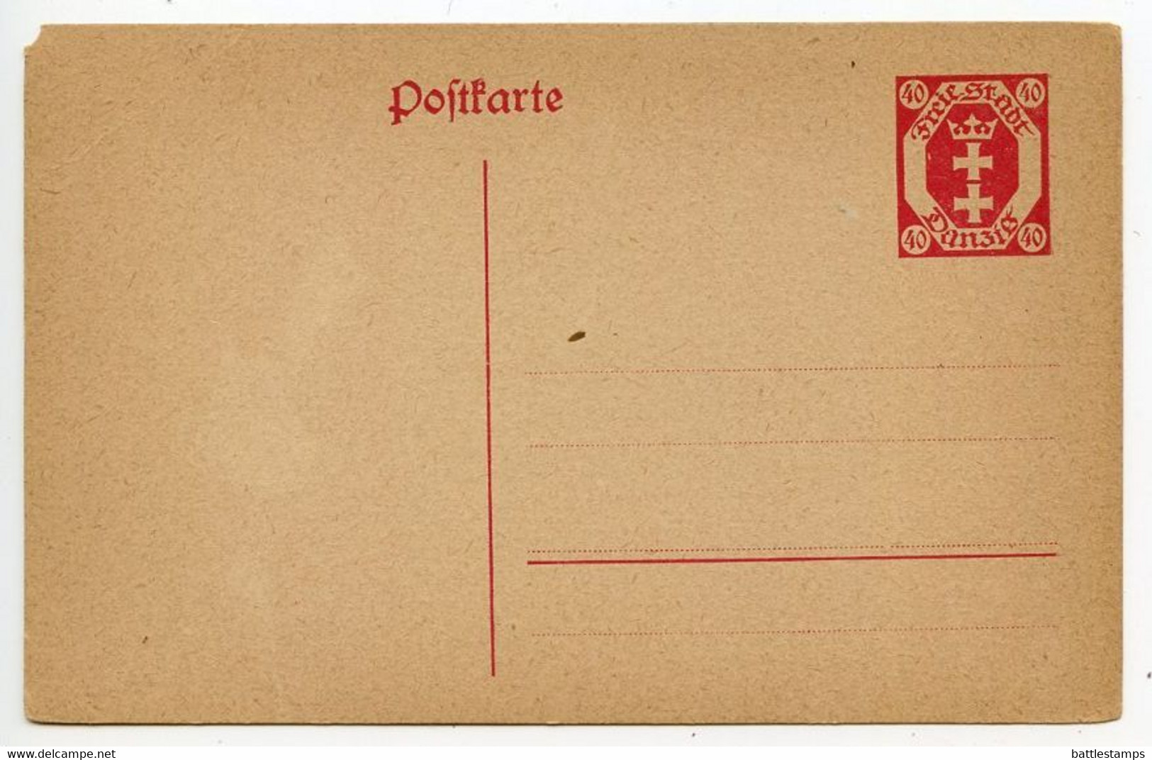 Danzig 1920's Mint 40pf. Arms Postal Card / Postkarte - Postal  Stationery