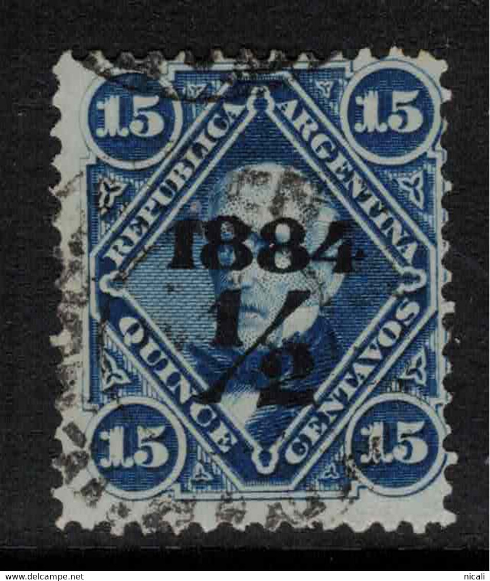 ARGENTINA 1884 1/2c On 15c Deep Blue Opted Black SG 92 U #AHR10 - Used Stamps