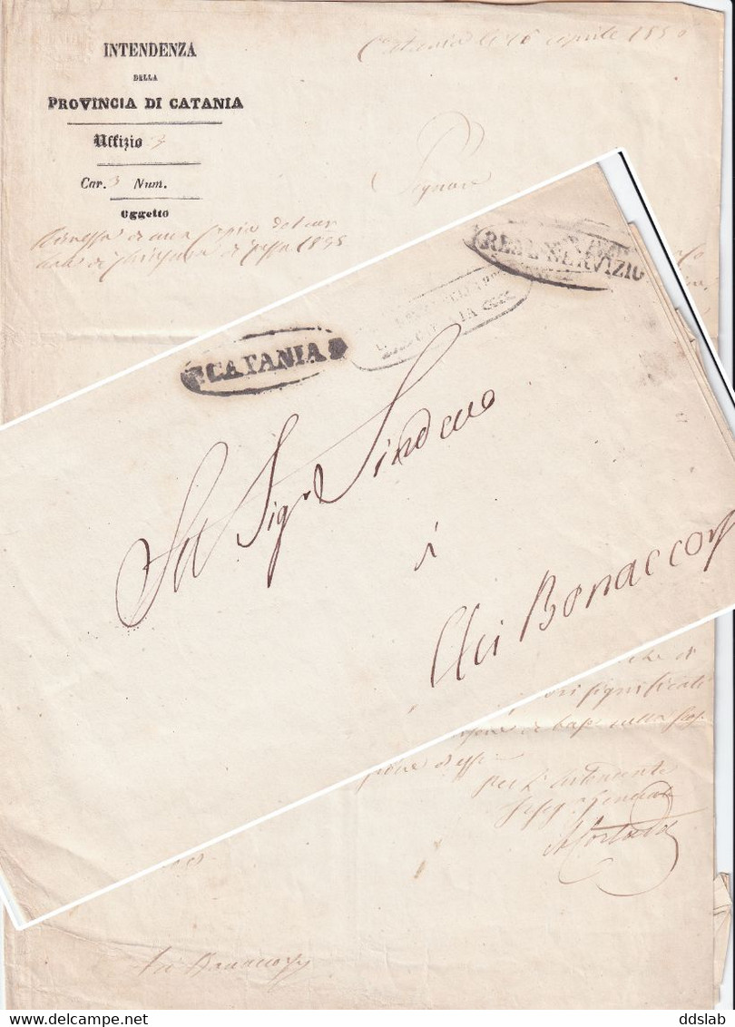 16/4/1856 - Piego Real Servizio Da Intendenza Catania A Sindaco Aci Bonaccorsi - Invio Documenti Contabili 1855 - Sicilia