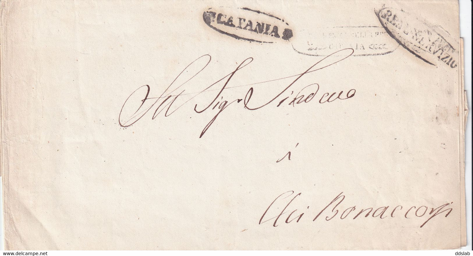 16/4/1856 - Piego Real Servizio Da Intendenza Catania A Sindaco Aci Bonaccorsi - Invio Documenti Contabili 1855 - Sicilia
