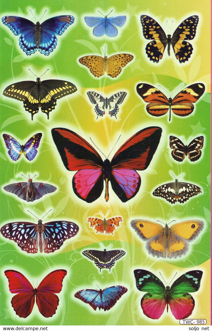 Schmetterling Insekten Tiere Aufkleber / Butterfly Sticker A4 1 Bogen 27 X 18 Cm ST127 - Scrapbooking