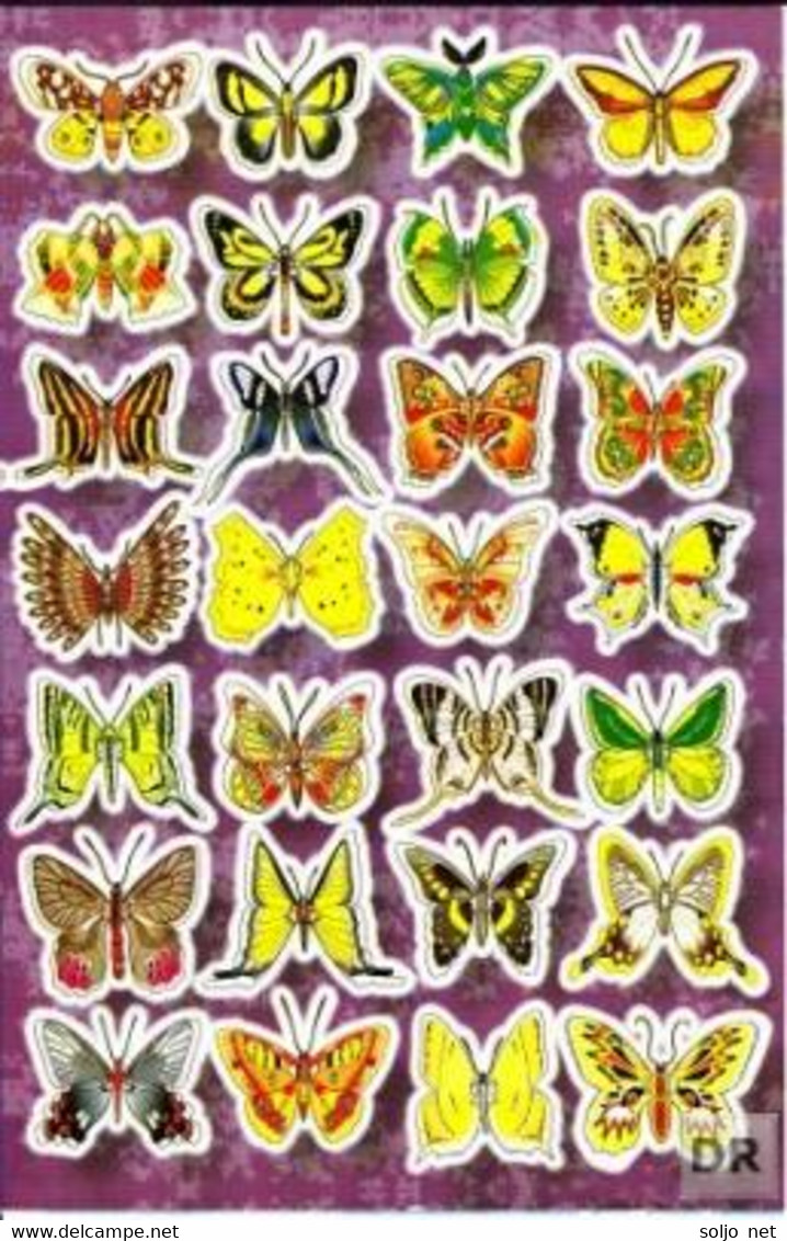 Schmetterling Insekten Tiere Aufkleber / Butterfly Sticker A4 1 Bogen 27 X 18 Cm ST140 - Scrapbooking