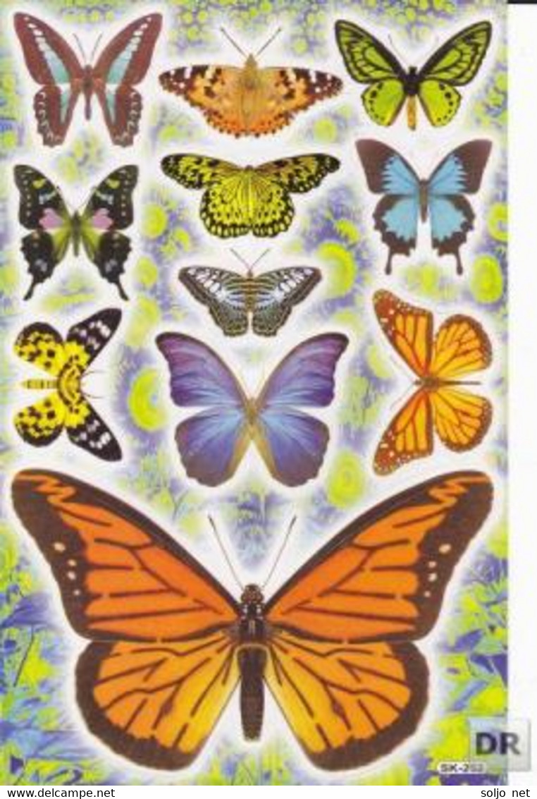 Schmetterling Insekten Tiere Aufkleber / Butterfly Sticker A4 1 Bogen 27 X 18 Cm ST287 - Scrapbooking